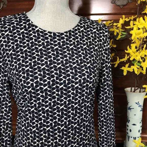 Tory Burch Geometric Long Sleeve Navy Sheath Dress Size Medium - Picture 1 of 13